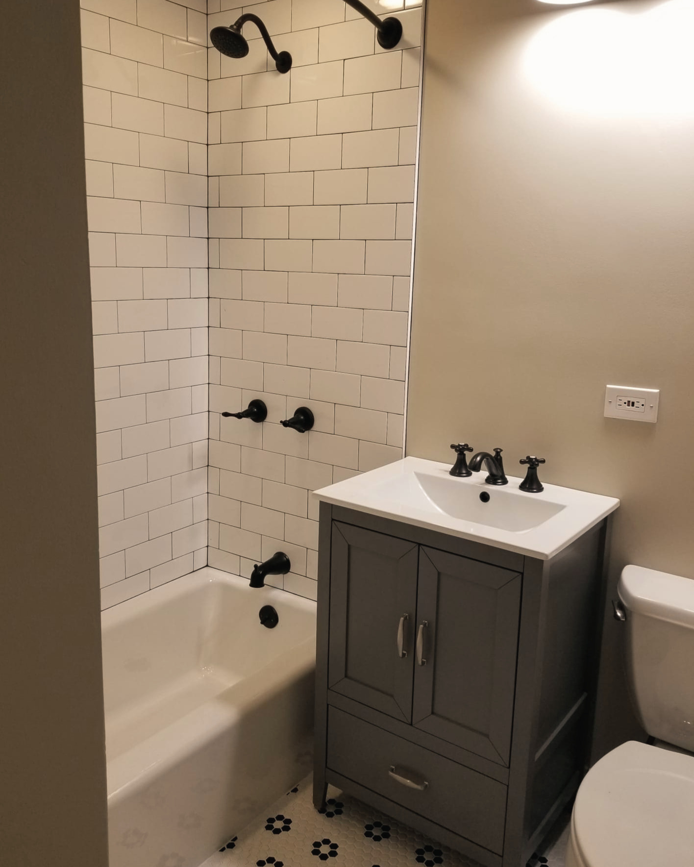 Bathroom remodeling detail by FM Flooring Company Inc.